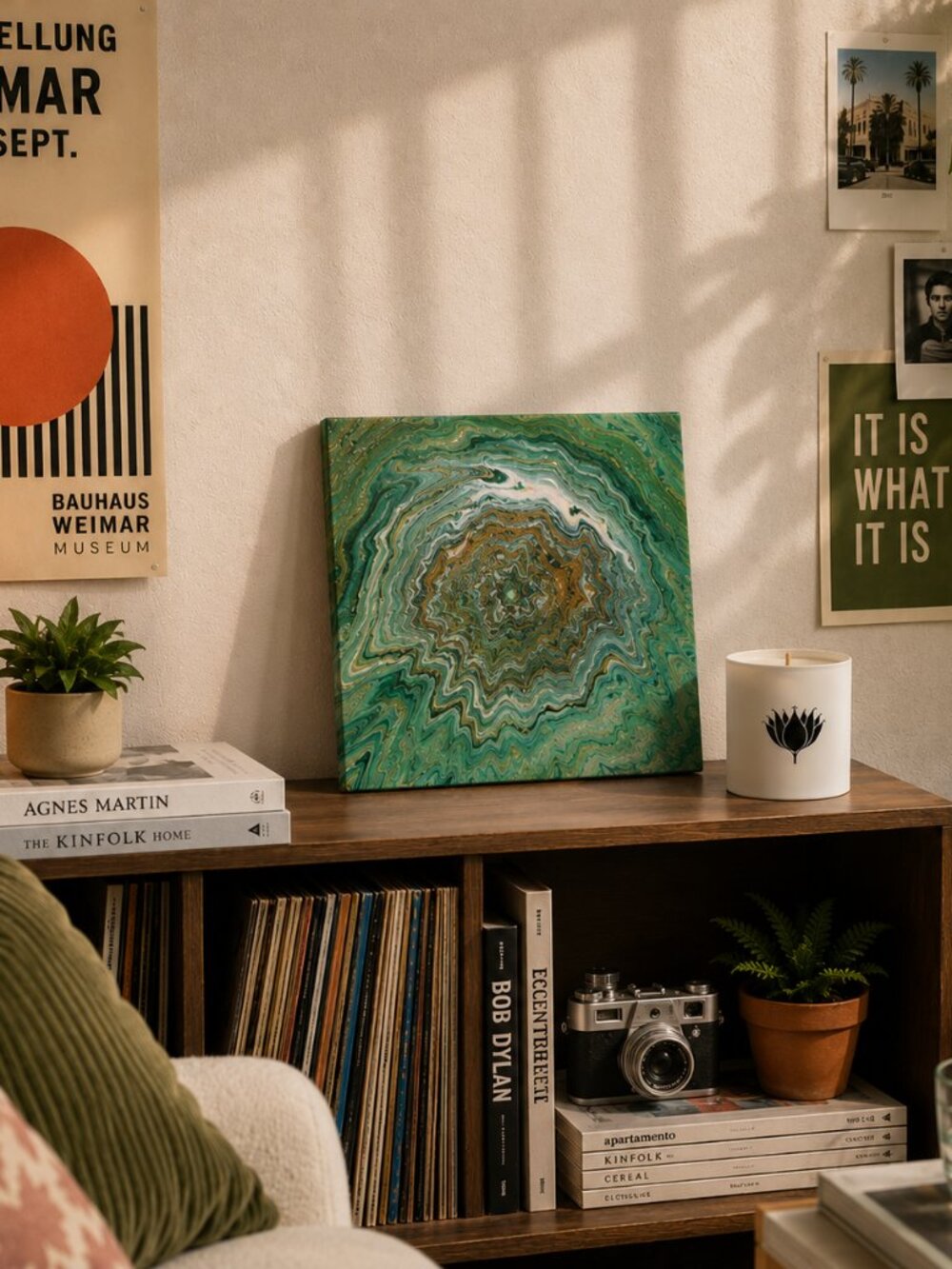 ABSTRACT GEODE ORIGINAL ACRYLIC SWIRL PAINTING ON CANVAS - OOAK